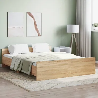 Produktbild von Cloris Designermöbel Bettgestell mit Kopf- und Fußteil Sonoma-Eiche 140x200 cm 2024 Neu