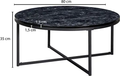Obrázok produktu pre Konferenčný stolík 80x36x80 cm sa z čierneho mramoru vzhľad | Wohnling