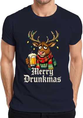 Produktbild von Merry Drunkmas Rentier Bier Weihnachten Lustig Geschenk Ugly Herren T-Shirt, Navy, 3XL