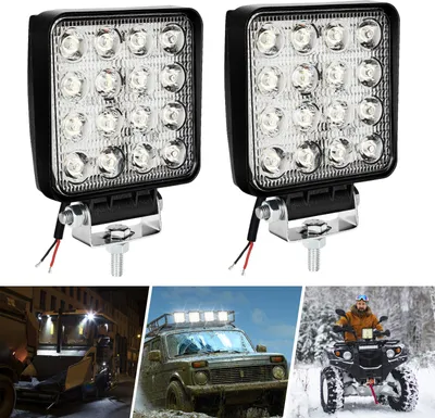 Produktbild von 2 Stück 48W LED Arbeitsscheinwerfer Offroad Arbeitslicht 10V-30V Rückfahr Scheinwerfer Zusatzscheinwerfer Für Trecker KFZ Bagger