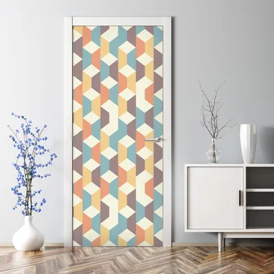 Produktbild von Dekorative Türtapete selbstklebend Klebefolie Türposter Türaufkleber Retro Geometrisch 77 x 200 cm
