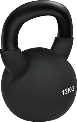 Image de HOMCOM Kettlebell en fonte de 12 kg avec revêtement en néoprène, boule de poids noire