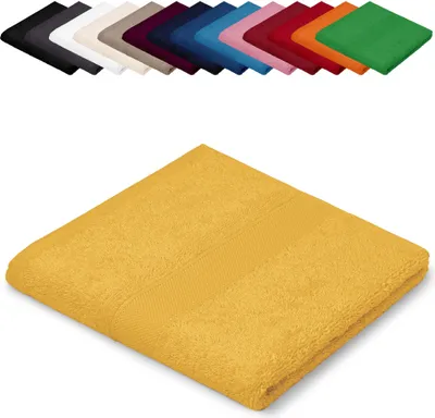 Produktbild von Saunatuch XXL 100x200 cm Saunalaken Strandtuch Saunahandtuch 100% Baumwolle Badelaken, Farbe: Gelb