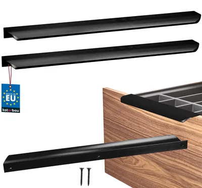 Produktbild von KOTARBAU® 2er Set Möbelgriff Schrankgriffe 340 mm Schwarz Matt ZnAl Hinterschraubgriffe Kantengriff Schubladengriffe Küche Modern