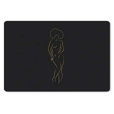 Produktbild von MuchoWow® Schreibtischunterlage Frau - Schwarz - Gold - Strichzeichnung 60x40 cm - XXL Mauspad - Großes Mauspad