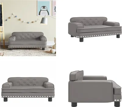 Produktbild von vidaXL Kindersofa Grau 70x45x30 cm Kunstleder - Kindersofa - Kindersofas - Minisofa - Spielzimmersofa