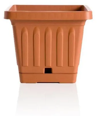 Image de Pot de fleurs carré - TERRA - 30 x 30 cm - Terracotta