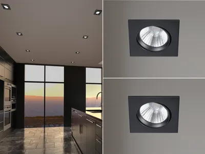 Produktbild von 2 LED Einbaustrahler Decke eckig schwenkbar dimmbar Schwarz matt 5,5W Bürolampen