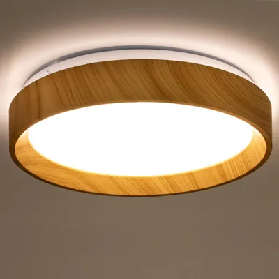 Produktbild von LUMILED LED Deckenleuchte Holzoptik 24W Rund 32cm 4000K Neutralweiß IP44 Spritzwasserdicht Modern Deckenlampe für Badezimmer Küche Flur Schlafzimmer