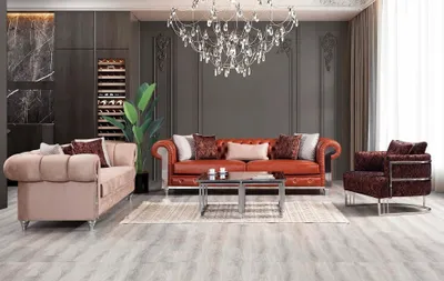 Obrázek produktu pro Sedací souprava Chesterfield třímístná hnědá sedací souprava čalouněná pohovka
