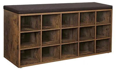 Obrázok produktu pre Botník s úložným priestorom, vintage hnedá farba, 105 x 30 x 48 cm, nosnosť 200 kg