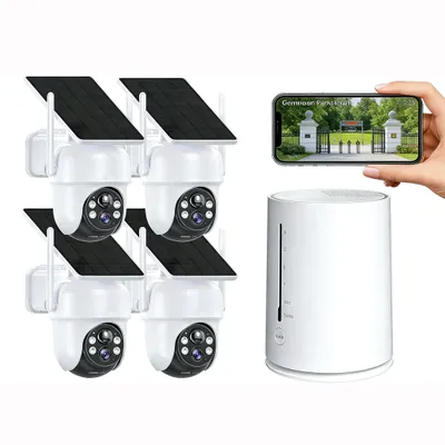 Image de Système de vidéosurveillance extérieur 3K 4MP, 4 caméras de surveillance PoE 4MP et 4 canaux, enregistrement 24 h/24, 7 j/7,