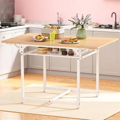 Produktbild von BALCONERA Klappbarer Esstisch, ausziehbarer Tisch mit Ablagefach und 4 verstellbaren Beinen, für 2-6 Personen, 120 x 78 x 75 cm