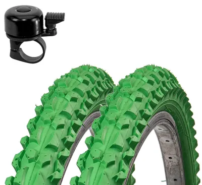 Produktbild von 2 x Roverstone Fahrradreifen 24 x 2,125 (57-507) Grün inkl. Fahrradklingel
