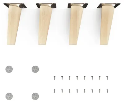 Produktbild von 4x sossai Holzfüße rund - schräge Ausführung 12cm Buche Naturbelassen