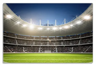 Produktbild von Wallario Frühstücksbrettchen aus Glas 20 x 30 cm mit rutschfesten Füßen, Motiv Fußballstadion Mittellinie