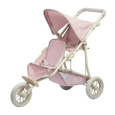 Obrázek produktu pro Olivia's Little World Růžový kočárek pro panenky s puntíky Kočárek pro panenky s úložným prostorem OL-00004