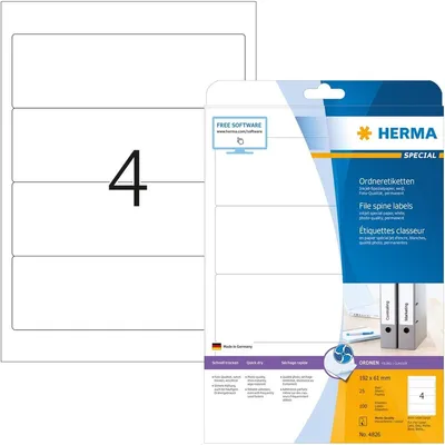 Produktbild von Inkjet Ordneretiketten A4 weiß 192x61 mm Papier matt 100 St.