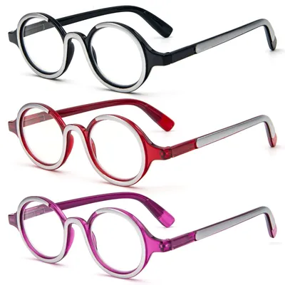 Productafbeelding van Leesbril 3-pack - Retro rond frame met blauwlichtfilter