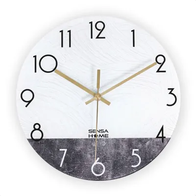 Produktbild von SensaHome Glas-Wanduhr, 30 cm Durchmesser – minimalistisches Marmor-Design mit geräuschlosem Uhrwerk – Marmorbeton