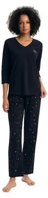 Produktbild von Lange Pyjama Henderson aus 100% Baumwolle für Damen schwarz M
