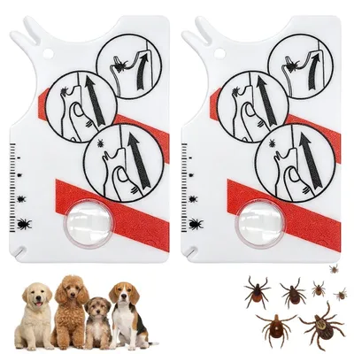 Image de Carte pour l'élimination des tiques, avec loupe intégrée, compacte, pour les humains, les chiens et les chats