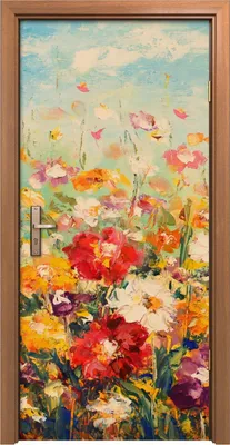 Produktbild von Türposter 90x200 cm Türaufkleber Türtapete Türfolie Klebefolie Wand Kunst Blumen schöne Feld Blumen