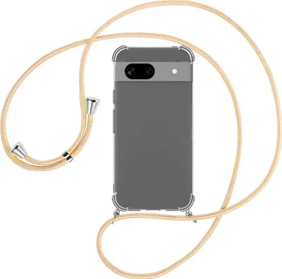 Produktbild von Handykette Backcover-Schutzhülle mit Band (Metall silberfarben) für Google Pixel 8A (6.1'') - Goldkordel