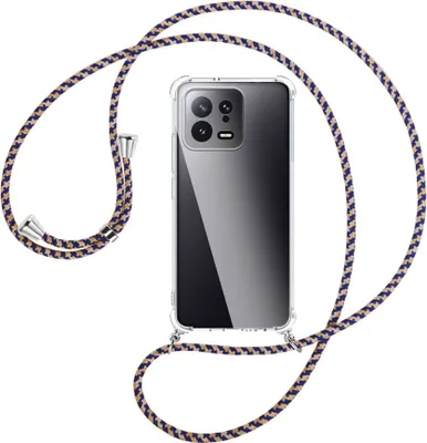 Produktbild von Handykette Backcover-Schutzhülle mit Band (Metall silberfarben) für Xiaomi 13 (6.28'') - blau+beige