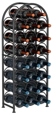 Produktbild von Weinregal Metall 23 Flaschen - Freistehend - Schwarz - Gebogenes Design - Langlebig - Platzsparend - Weinlagerung