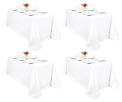 4er-Pack weiße Tischdecken 90x156 Zoll Polyester waschbar