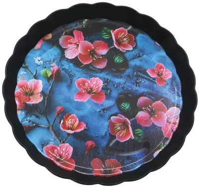 Produktbild von Tablett rund 27,5 cm aus Kunststoff mit wunderschönem Blumenmotiv