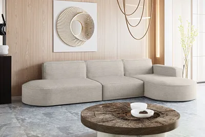 Produktbild von Kaiser Möbel Ecksofa Designer, Sofa L form MODENA stoff Poso Beige Rechts
