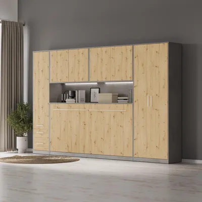 Produktbild von SMARTBett  Schlafzimmer Set Schrankbett Jugendzimmer Beton/Wildeiche