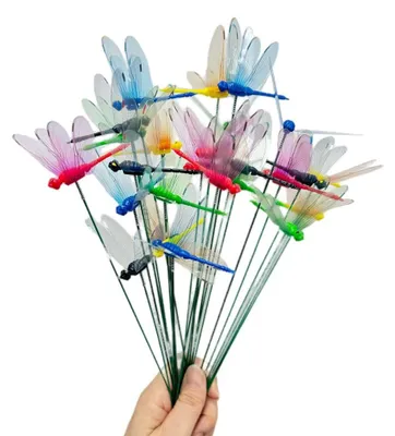 Produktbild von Gartenstecker Libellen Dekostecker - 25 Stück - Wasserdichtes PVC - Mehrfarbig