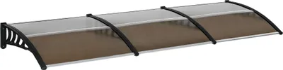 Produktbild von Outsunny Schutzüberdachung 303 x 96 x 27 cm Außenüberdachung für Türen und Fenster gegen Sonne und Regen mit brauner PP-Polycarbonat-Unterstützung