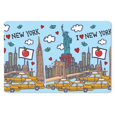 Produktbild von MuchoWow® Schreibtischunterlage New York - Zeichnung - Freiheitsstatue 60x40 cm - XXL Mauspad - Großes Mauspad