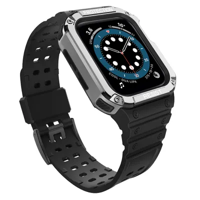 Obrázek produktu pro Sada náramku a pouzdra HQWear pro Apple Watch 7/6/5/4/3/2 SE (41/40/38 mm) černá + stříbrná