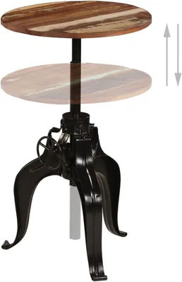Produktbild von Höhenverstellbarer Bartisch im Industriestil aus Massivholz für Esszimmer und Küche, 60 x (76-110) cm