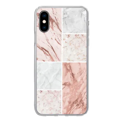 Produktbild von MuchoWow® Handyhülle Schutzhülle Hülle für iPhone X Marmor - Weiß - Rosa Silikon Softcase Handy Hülle - Handyhülle