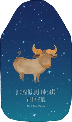 Produktbild von Mr. & Mrs. Panda Wärmflasche Sternzeichen Stier - Sternenhimmel Blau - Geschenk, Bettflaschen, Ochse, Wärmekissen, mit Bezug, Rind, Geburtstag Mai, Flauschige, April