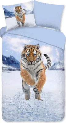 Produktbild von Guten Morgen Bettbezug "Tiger im Schnee" - multi - (140x200/220 cm) - Baumwolle 100% Flanell