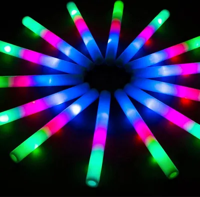 Produktbild von 500 Stück Leuchtstab LED Knicklichter aus Schaumstoff, LED-Leuchtstäbe mit 3 Modi, blinkende Partylichter für Hochzeit, Konzert, Camping, Geburtstag, Halloween, Party