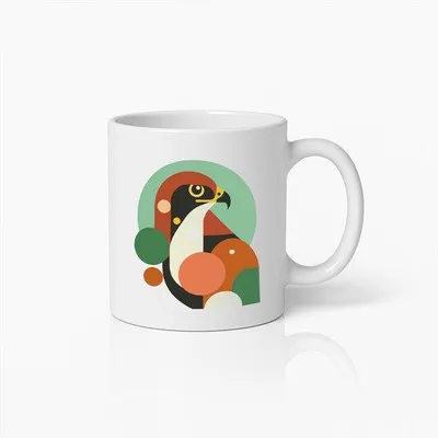 Productafbeelding van Moderne Abstracte Vogelkunst Mok – Stijlvolle Koffiebeker voor Natuurliefhebbers