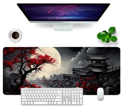 Image de Sous-main Tapis de souris japonais XL 80 x 30 cm Grand tapis de souris gaming pour PC Tapis de souris gaming professionnel Accessoires de bureau Décoration de bureau (style rétro japonais)