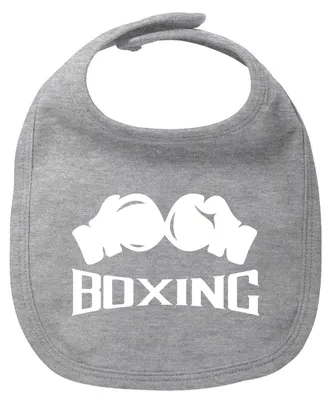 Produktbild von Huuraa Baby Lätzchen Boxing Boxhandschuhe Heather Grey Klettverschluss Baumwolle Latz Geschenkidee