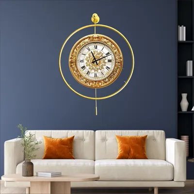 Obrázok produktu pre Opviq, Mclock-00135, Dekoratívne kovové nástenné hodiny, zlaté, 100 % KOV, 58 x 7 x 85 cm