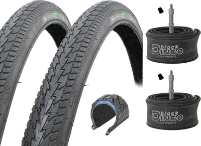 Produktbild von Black Dingo Fahrradreifen und Schläuche, 28 Zoll 700x40C, BD-Shield Pannenschutz, Spinifex Profil, DV Schläuche, 2 Stück, Schwarz, 80 kg