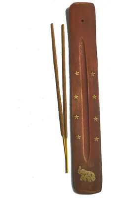 Räucherstäbchenhalter aus Holz, 25 cm, Elefant braun-gold