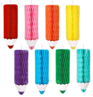 Productafbeelding van Gekleurde slingers voor de eerste schooldag, potloodmotieven, papier, 8 stuks